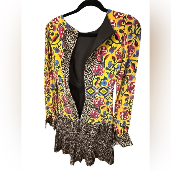 Saloni Colorful Floral and Leopard Print Dress size 0 - Picture 5 of 11
